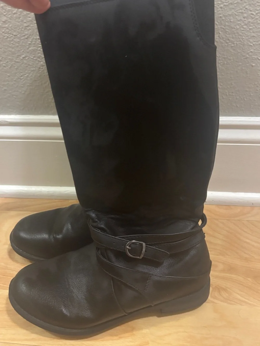 Cat & Jack Black Kids Tall Buckle Boots